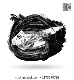 Grey  brush stroke and texture. Grunge vector abstract hand - painted element. Underline and border design.