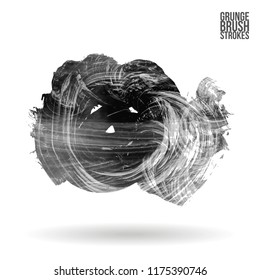 Grey  brush stroke and texture. Grunge vector abstract hand - painted element. Underline and border design.