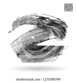 Grey  brush stroke and texture. Grunge vector abstract hand - painted element. Underline and border design.
