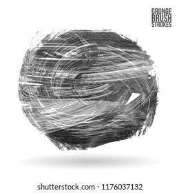 Grey brush stroke and texture. Grunge vector abstract hand - painted element. Underline and border design.
