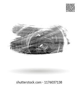 Grey brush stroke and texture. Grunge vector abstract hand - painted element. Underline and border design.