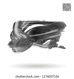 Grey brush stroke and texture. Grunge vector abstract hand - painted element. Underline and border design.