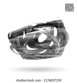 Grey brush stroke and texture. Grunge vector abstract hand - painted element. Underline and border design.