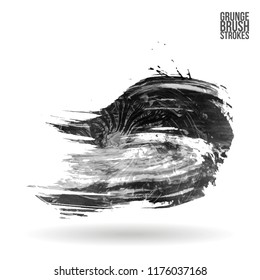 Grey brush stroke and texture. Grunge vector abstract hand - painted element. Underline and border design.