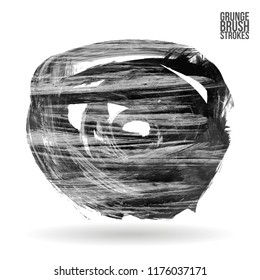 Grey brush stroke and texture. Grunge vector abstract hand - painted element. Underline and border design.