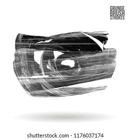 Grey brush stroke and texture. Grunge vector abstract hand - painted element. Underline and border design.