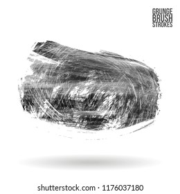 Grey brush stroke and texture. Grunge vector abstract hand - painted element. Underline and border design.