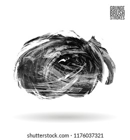 Grey brush stroke and texture. Grunge vector abstract hand - painted element. Underline and border design.