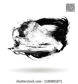 Grey brush stroke and texture. Grunge vector abstract hand - painted element. Underline and border design.