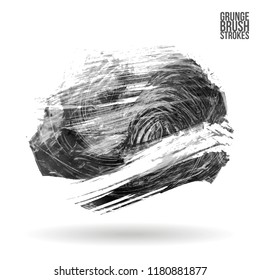 Grey brush stroke and texture. Grunge vector abstract hand - painted element. Underline and border design.