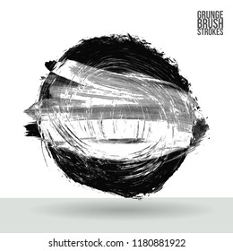 Grey brush stroke and texture. Grunge vector abstract hand - painted element. Underline and border design.