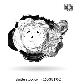Grey brush stroke and texture. Grunge vector abstract hand - painted element. Underline and border design.