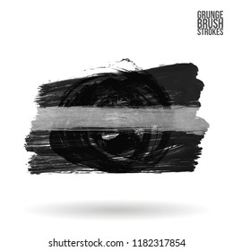 Grey  brush stroke and texture. Grunge vector abstract hand - painted element. Underline and border design.