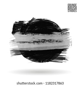 Grey  brush stroke and texture. Grunge vector abstract hand - painted element. Underline and border design.