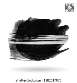 Grey  brush stroke and texture. Grunge vector abstract hand - painted element. Underline and border design.
