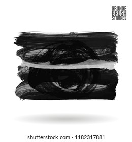 Grey  brush stroke and texture. Grunge vector abstract hand - painted element. Underline and border design.