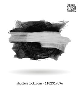 Grey  brush stroke and texture. Grunge vector abstract hand - painted element. Underline and border design.
