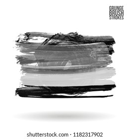 Grey  brush stroke and texture. Grunge vector abstract hand - painted element. Underline and border design.