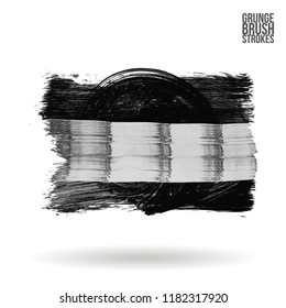 Grey  brush stroke and texture. Grunge vector abstract hand - painted element. Underline and border design.