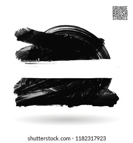 Grey  brush stroke and texture. Grunge vector abstract hand - painted element. Underline and border design.