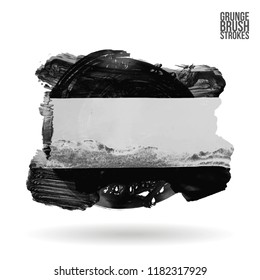 Grey  brush stroke and texture. Grunge vector abstract hand - painted element. Underline and border design.
