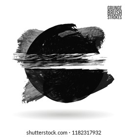 Grey  brush stroke and texture. Grunge vector abstract hand - painted element. Underline and border design.