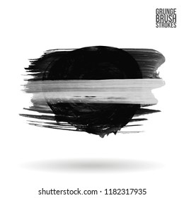 Grey  brush stroke and texture. Grunge vector abstract hand - painted element. Underline and border design.