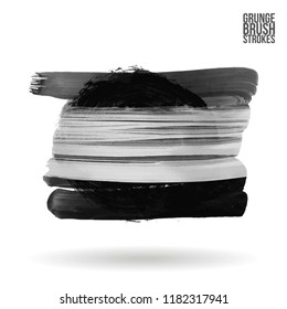 Grey  brush stroke and texture. Grunge vector abstract hand - painted element. Underline and border design.
