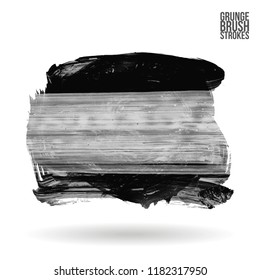 Grey  brush stroke and texture. Grunge vector abstract hand - painted element. Underline and border design.