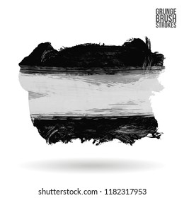 Grey  brush stroke and texture. Grunge vector abstract hand - painted element. Underline and border design.
