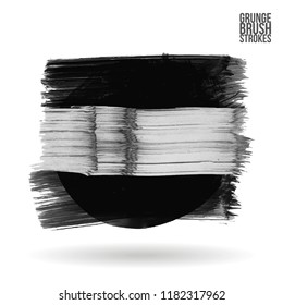 Grey  brush stroke and texture. Grunge vector abstract hand - painted element. Underline and border design.