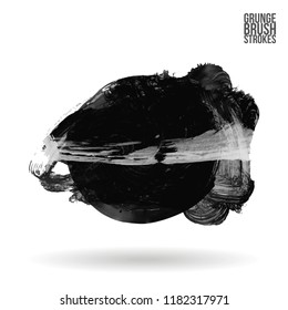 Grey  brush stroke and texture. Grunge vector abstract hand - painted element. Underline and border design.