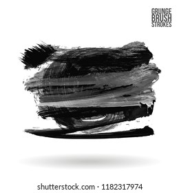 Grey  brush stroke and texture. Grunge vector abstract hand - painted element. Underline and border design.