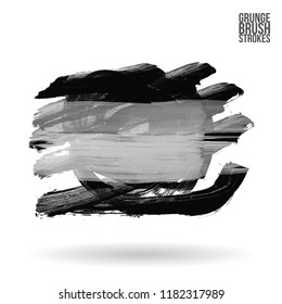 Grey  brush stroke and texture. Grunge vector abstract hand - painted element. Underline and border design.