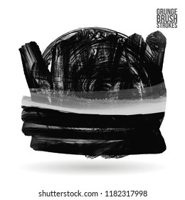 Grey  brush stroke and texture. Grunge vector abstract hand - painted element. Underline and border design.