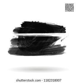 Grey  brush stroke and texture. Grunge vector abstract hand - painted element. Underline and border design.