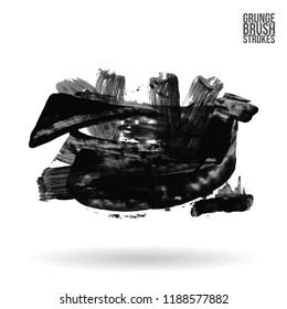 Grey brush stroke and texture. Grunge vector abstract hand - painted element. Underline and border design.