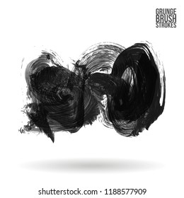Grey brush stroke and texture. Grunge vector abstract hand - painted element. Underline and border design.