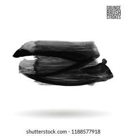 Grey brush stroke and texture. Grunge vector abstract hand - painted element. Underline and border design.