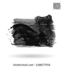 Grey brush stroke and texture. Grunge vector abstract hand - painted element. Underline and border design.