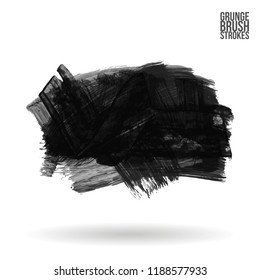 Grey brush stroke and texture. Grunge vector abstract hand - painted element. Underline and border design.