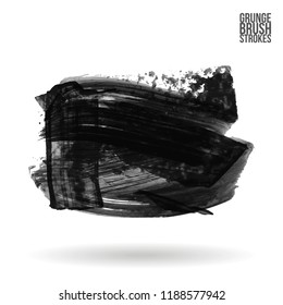 Grey brush stroke and texture. Grunge vector abstract hand - painted element. Underline and border design.