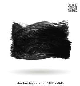 Grey brush stroke and texture. Grunge vector abstract hand - painted element. Underline and border design.