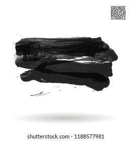 Grey brush stroke and texture. Grunge vector abstract hand - painted element. Underline and border design.