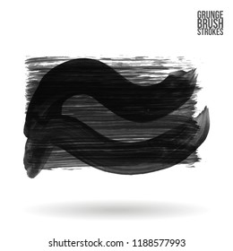 Grey brush stroke and texture. Grunge vector abstract hand - painted element. Underline and border design.