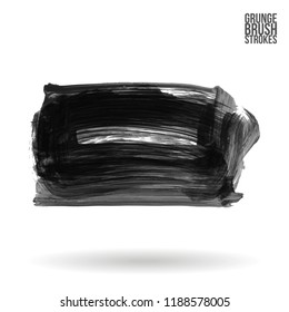 Grey brush stroke and texture. Grunge vector abstract hand - painted element. Underline and border design.