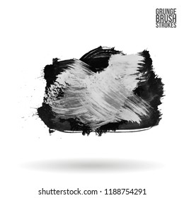 Grey brush stroke and texture. Grunge vector abstract hand - painted element. Underline and border design.