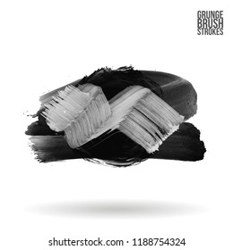 Grey brush stroke and texture. Grunge vector abstract hand - painted element. Underline and border design.