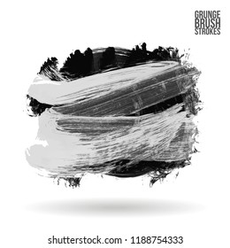 Grey brush stroke and texture. Grunge vector abstract hand - painted element. Underline and border design.