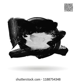 Grey brush stroke and texture. Grunge vector abstract hand - painted element. Underline and border design.
